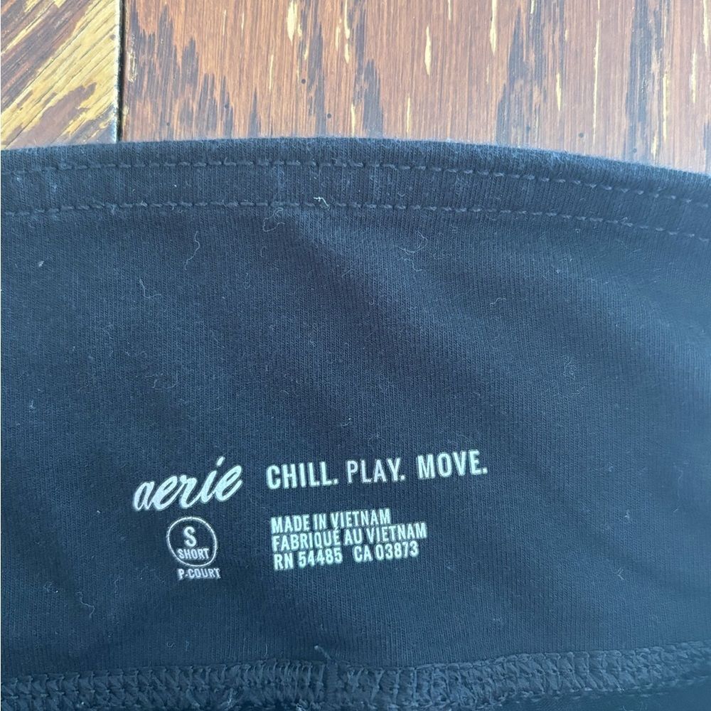 Aerie Chill Play Move Leggings Small Short Black Cotton Blend - Picture 2 of 6